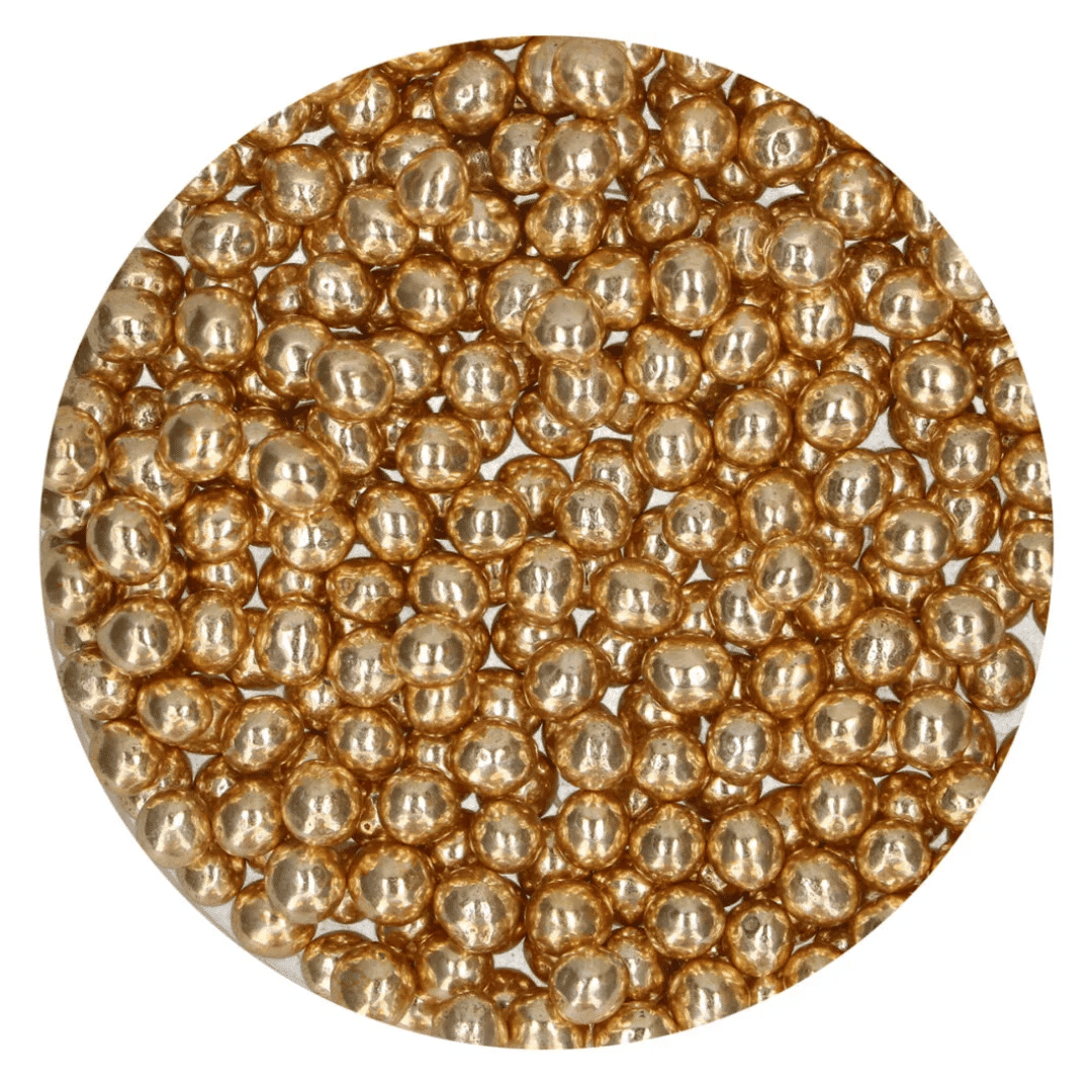 Perlas crujientes de chocolate dorado