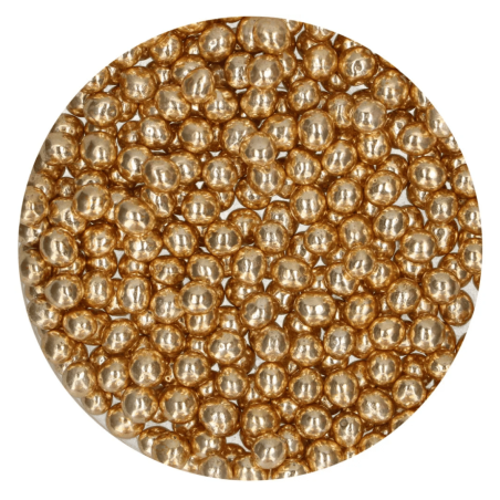 Perlas crujientes de chocolate dorado