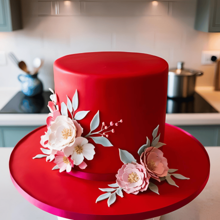 pastel con mazapán rojo