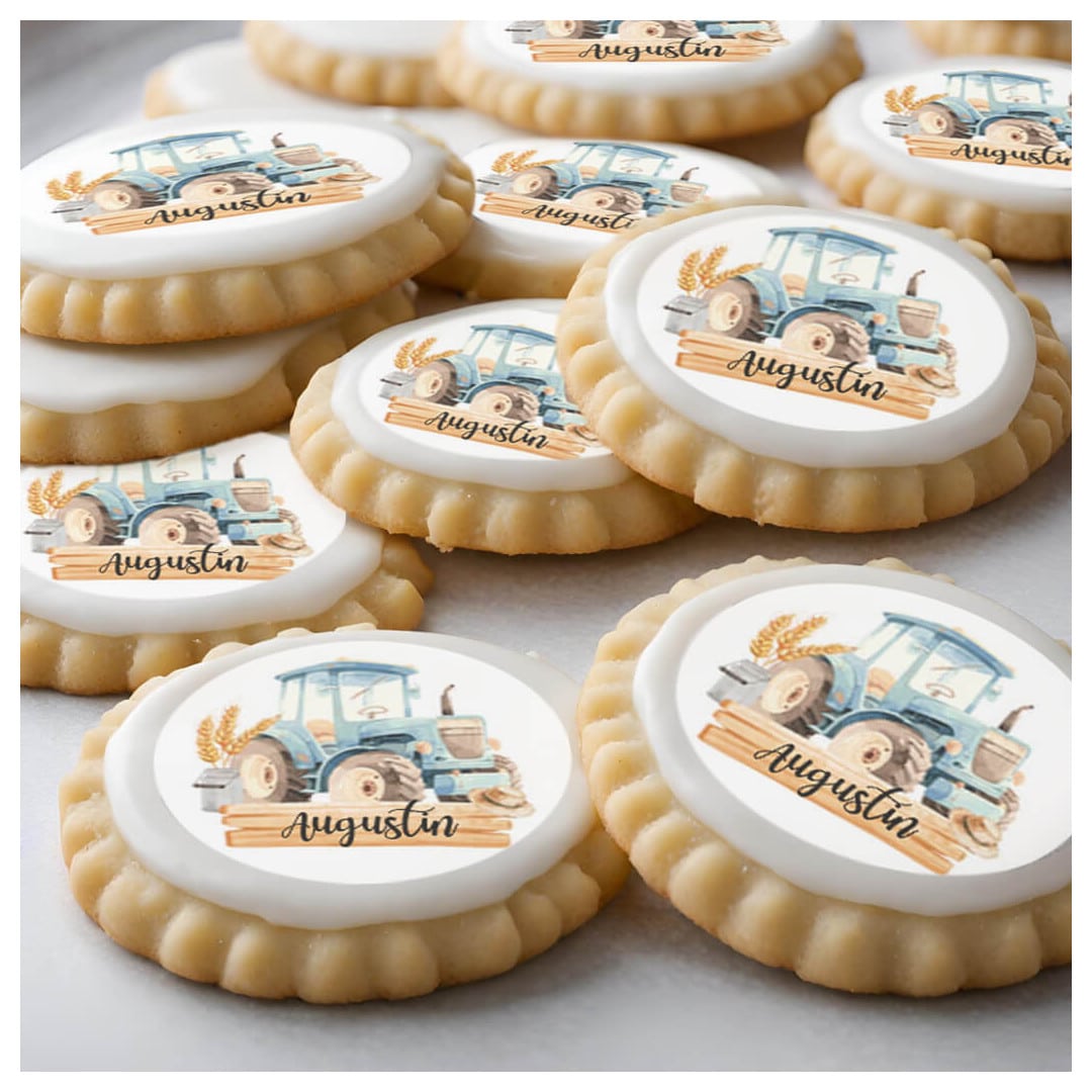 12 mini discos comestibles de tractor para personalizar