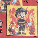 toalla de bombero hacia atrás