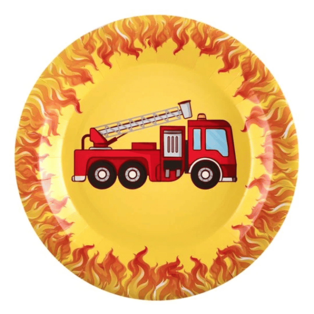 Platos de papel de bombero x10