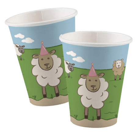 8 tazas de cumpleaños de animales de granja
