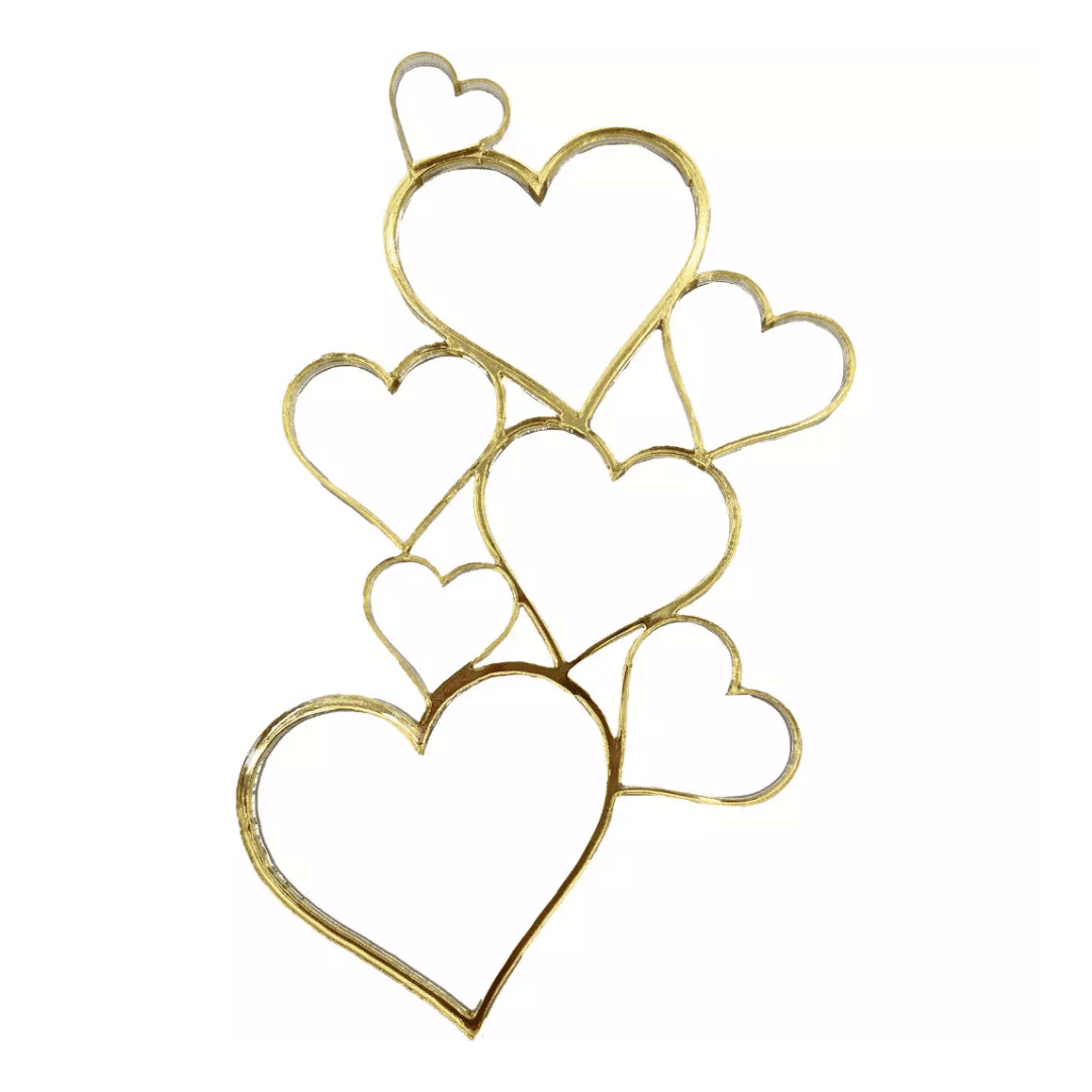 Adorno facial con corazones y espejo dorado
