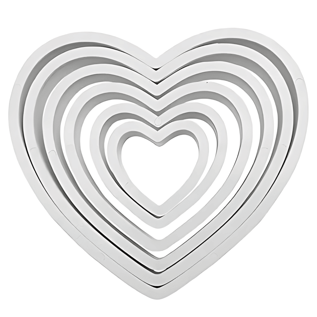6 cortadores de galletas de corazón | Equipo de pastelería