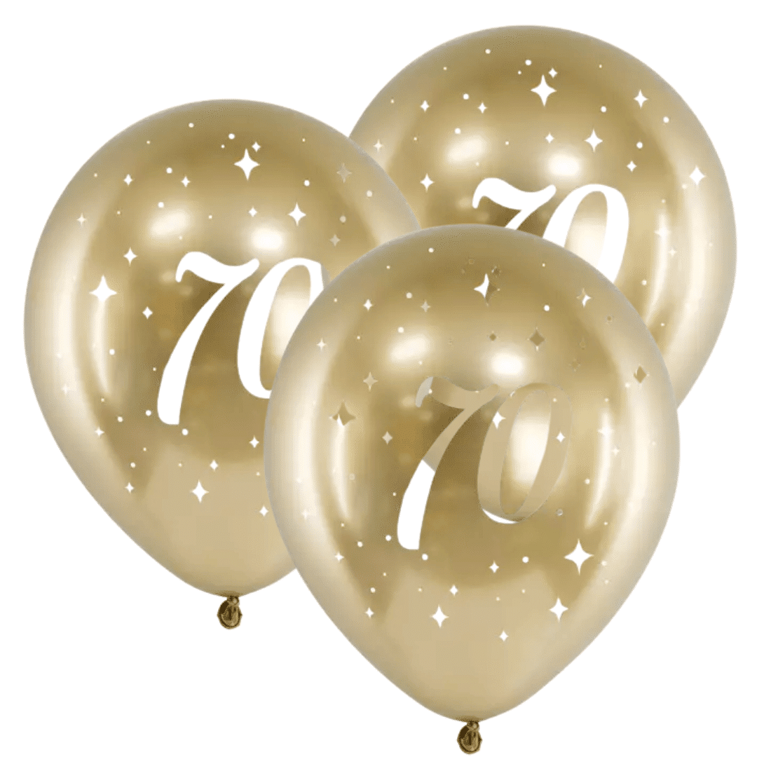 6 globos dorados del 70 aniversario