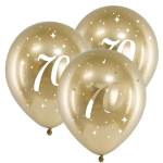 6 globos dorados del 70 aniversario
