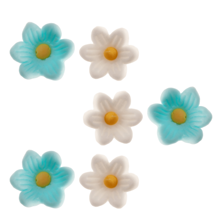 flores azules y blancas