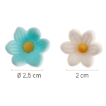 Dimensiones Flores de azúcar azules y blancas
