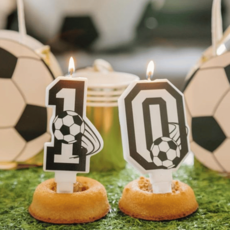 Velas de cumpleaños con números de fútbol