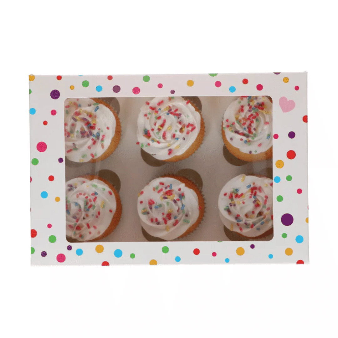 Juego de 3 cajas para cupcakes con lunares