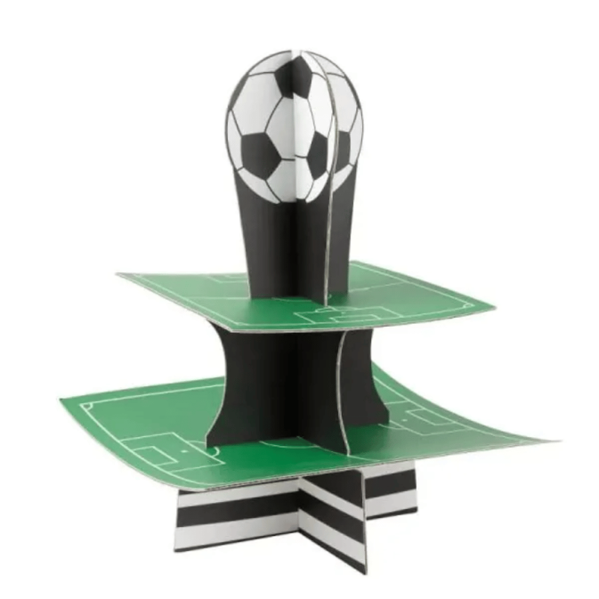 Soporte para cupcakes de fútbol de dos niveles