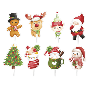 Adornos para tartas de Navidad de papel x16