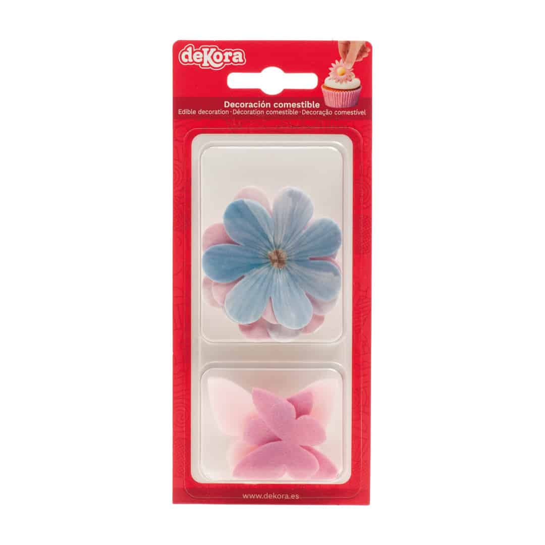 Decoraciones comestibles de flores y mariposas