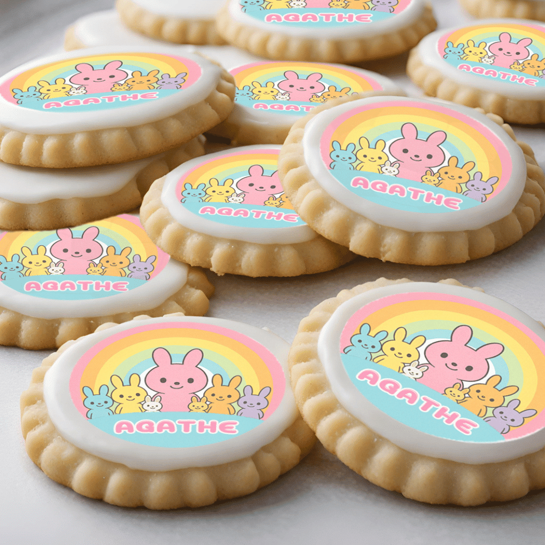 minidiscos de peluche sobre galletas