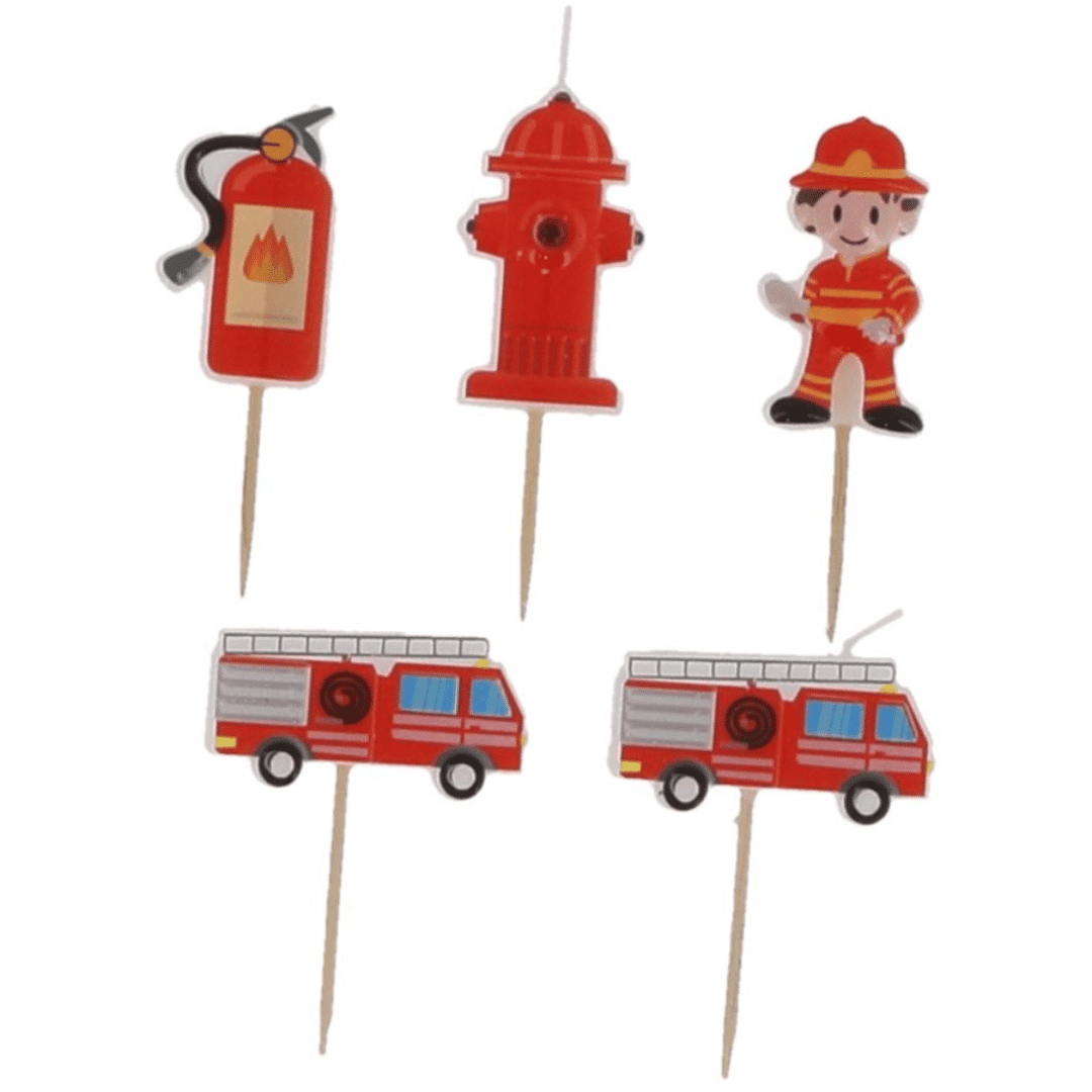 Velas de cumpleaños con temática de bomberos - 5 unidades