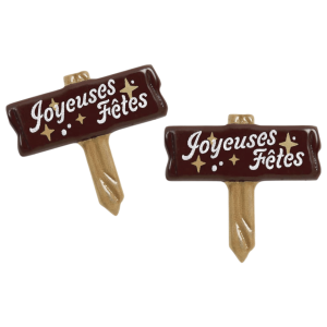 Letrero de "Felices Fiestas" en chocolate negro x2