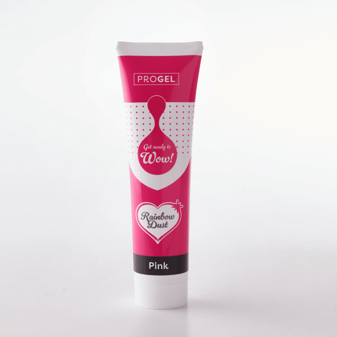 Colorante alimentario en gel rosa Progel - Tamaño XXL (100 g) - Polvo arcoíris