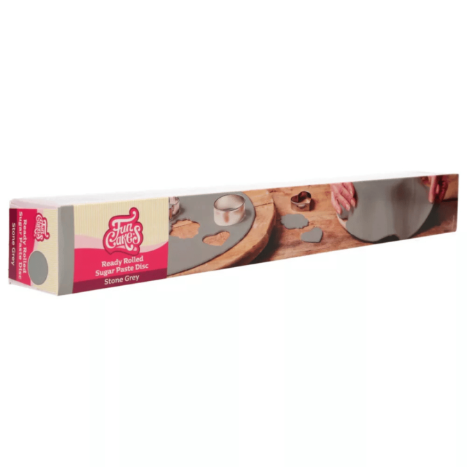 rollo de fondant gris extendido funcakes