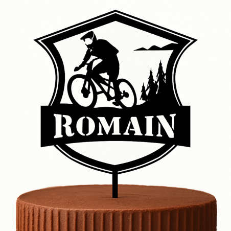 Cake topper Fanático de la bicicleta de montaña para personalizar - colores de su elección