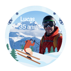 Photo comestible ronde 24cm ski à personnaliser