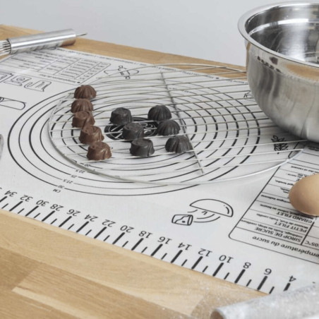 Tapete de cocina antiadherente graduado para amasar, trabajar con chocolate, azúcar cocido y dar forma a las galletas.