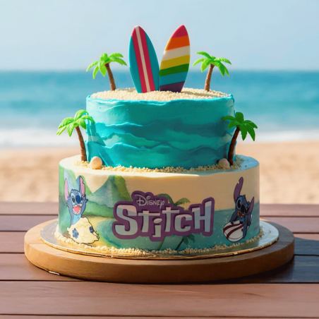 Decoraciones comestibles para tartas de cumpleaños stitch