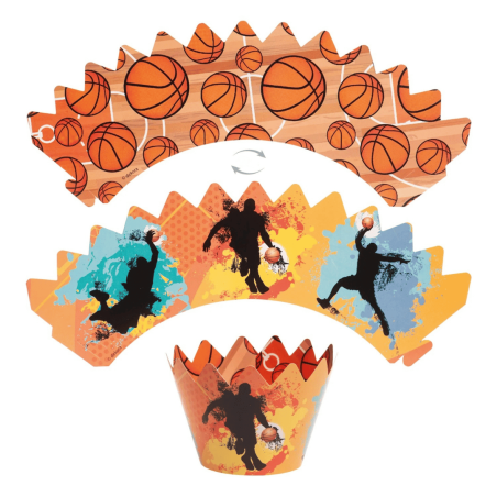 Cupcake de baloncesto con decoración de contorno