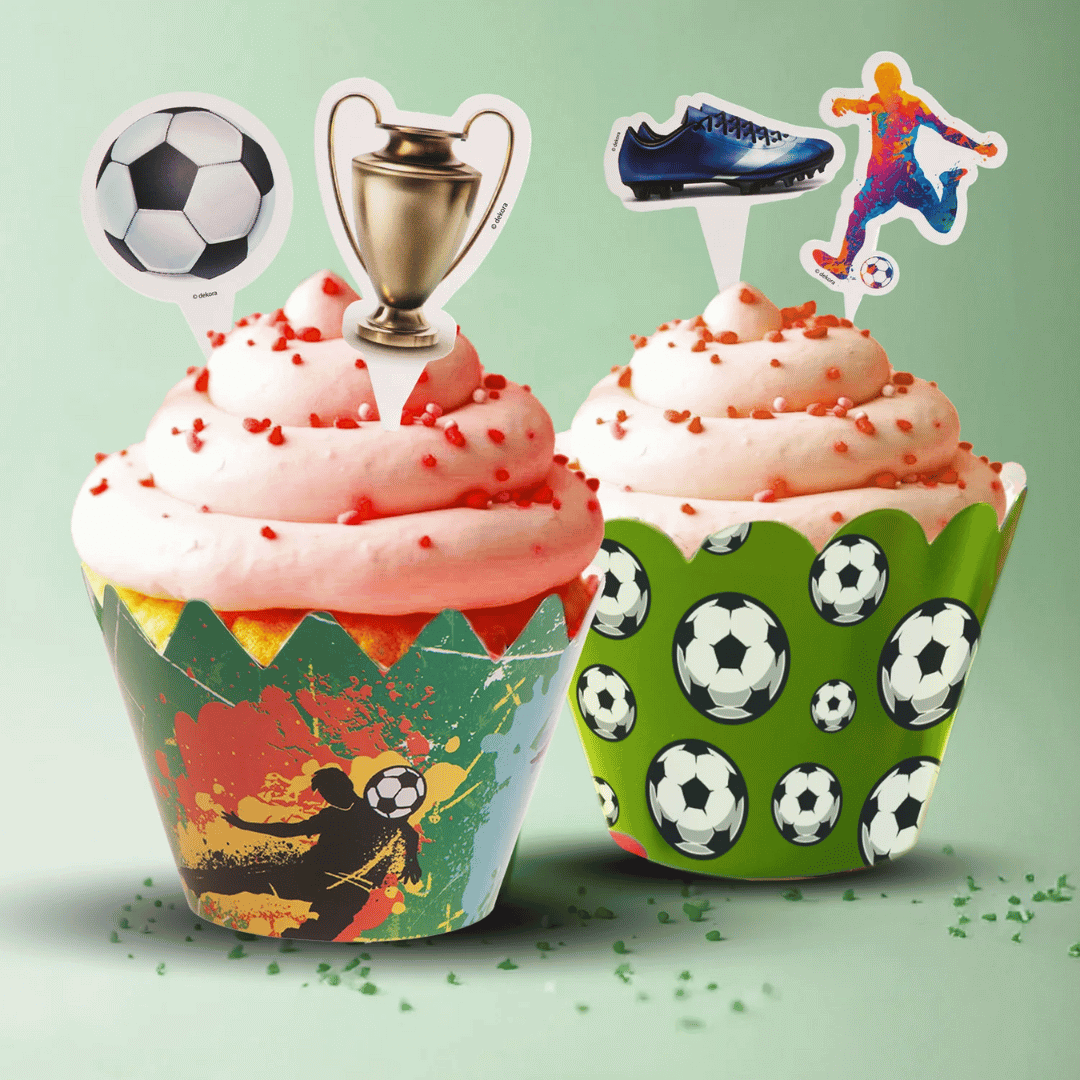 Kit para decorar cupcakes de cumpleaños con temática de fútbol