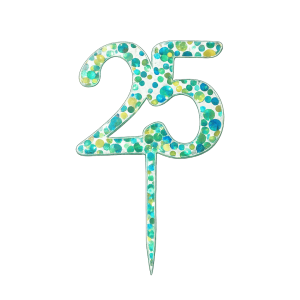 Adorno para pastel con forma de número y confeti azul/verde