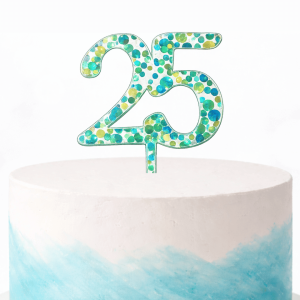 Pastel con adorno de edad de confeti azul verdoso