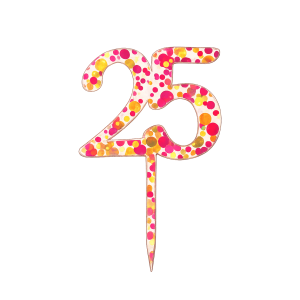 Adorno para pastel con forma de número, color fucsia/confeti dorado