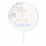 Adorno para Tarta de Bautizo con Nombre Personalizado en Acrilico de 3mm