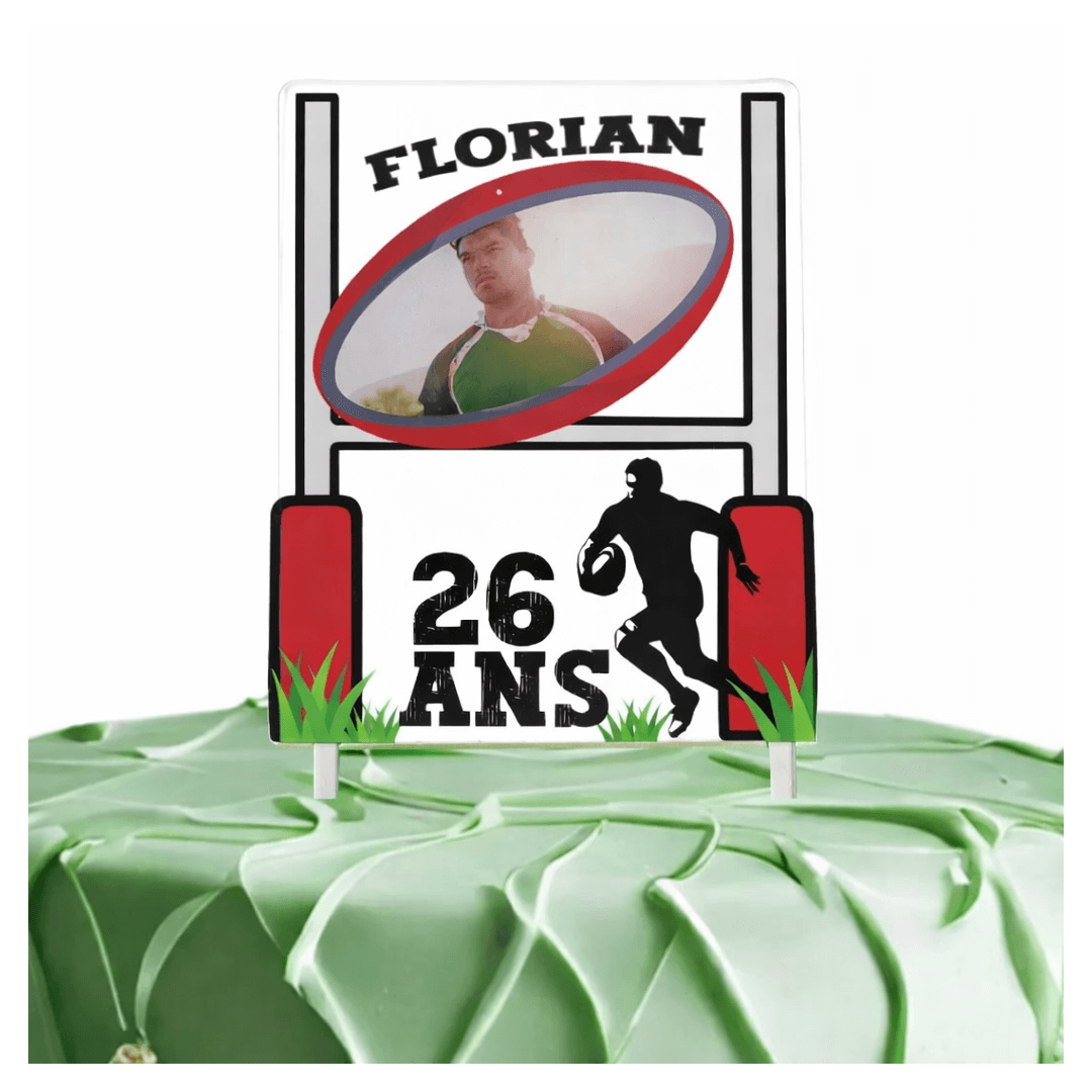 Adorno para tarta con foto personalizable de rugby