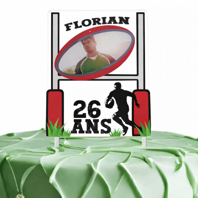 Adorno para tarta con foto personalizable de rugby