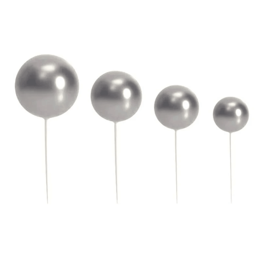 20 bolitas decorativas plateadas para pastel