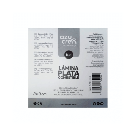 papel de aluminio plateado azúcar comestible