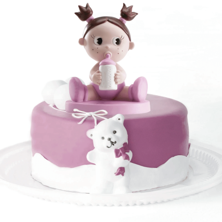 Figurine fille gâteau de baptême HT 10 cm