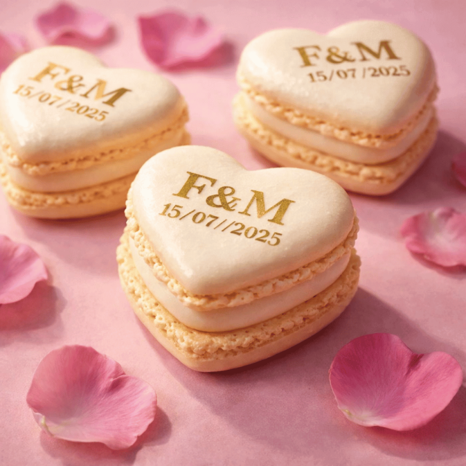 Conchas de macarrones con forma de corazón personalizables