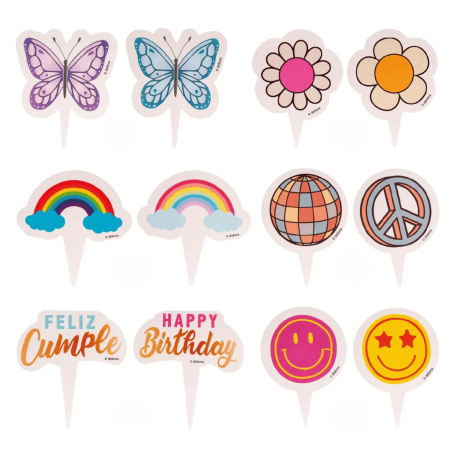 Kit de décorations pour cupcakes avec topper happy birthday