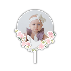 Cake topper photo personnalisable baptême