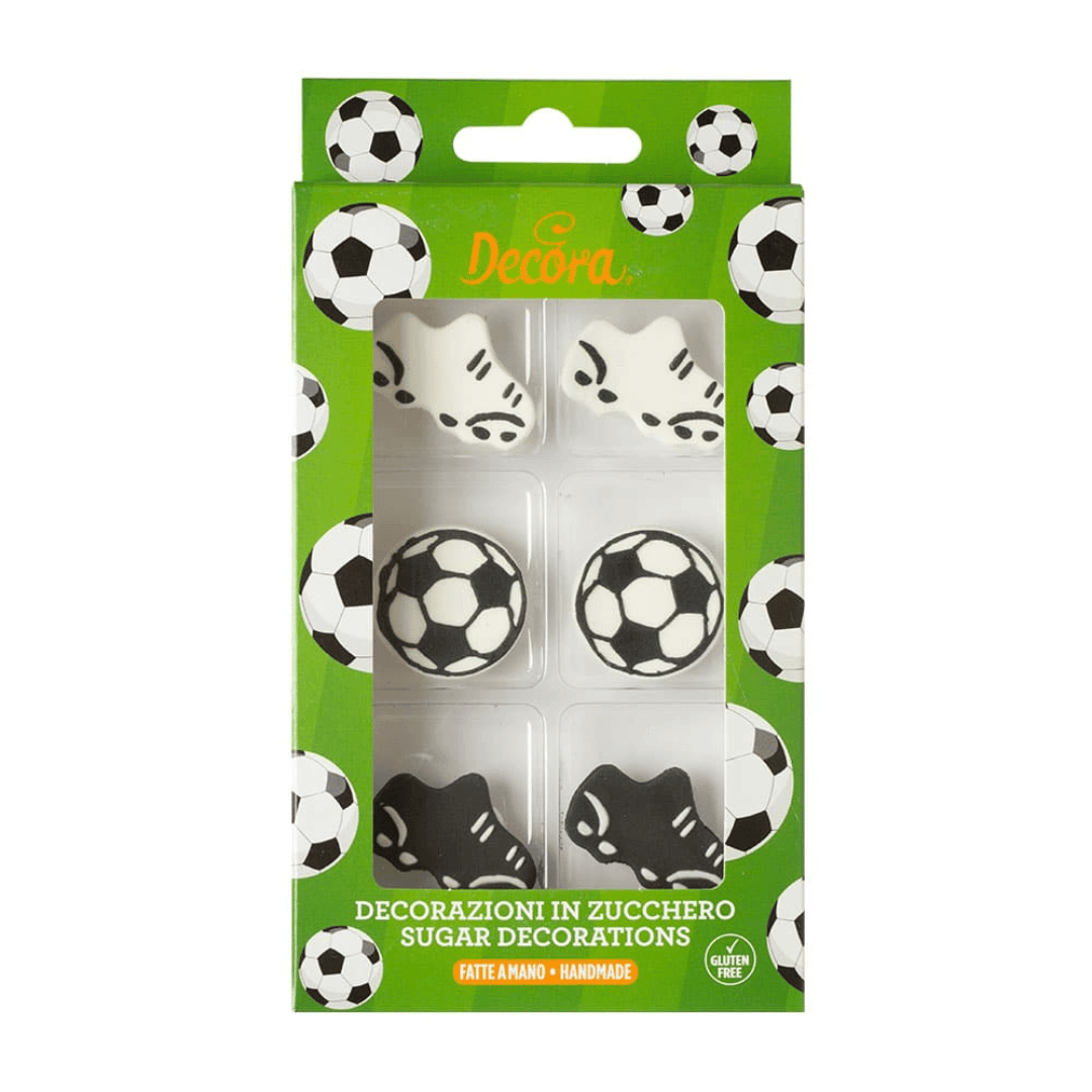 Decoración comestible para tarta de cumpleaños de fútbol.