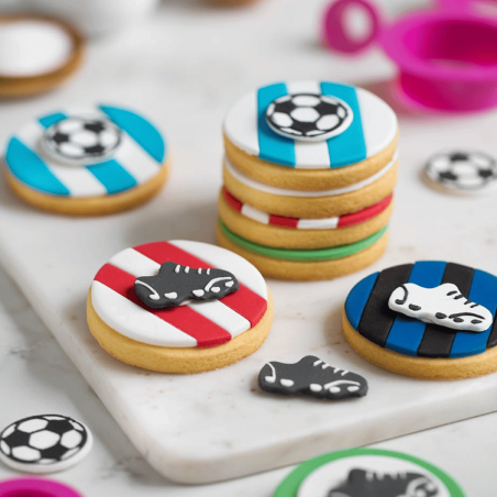 Decoraciones de azúcar con temática de fútbol para galletas de mantequilla