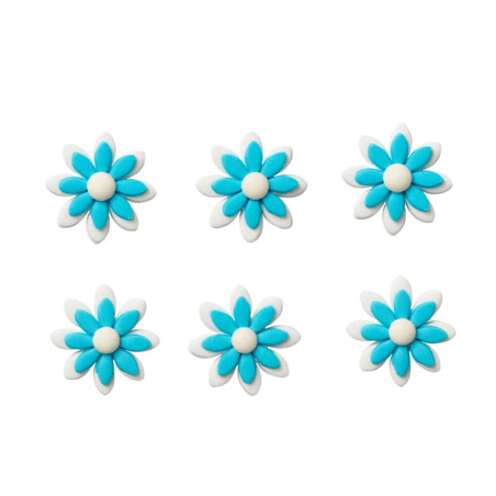 6 margaritas de azúcar de color azul claro Decora