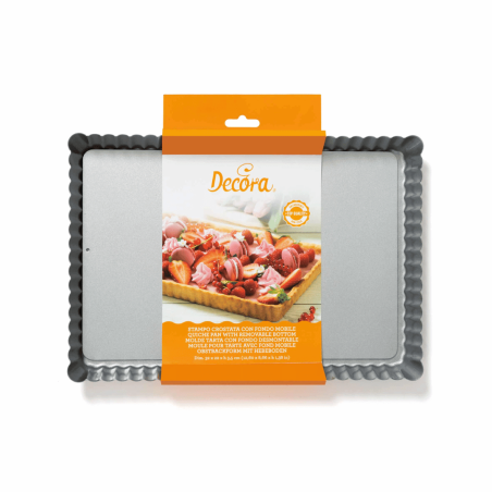 Molde rectangular para tartaletas con base desmontable de Decora