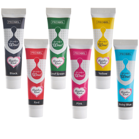 6 colorantes alimentarios en tubo de progel