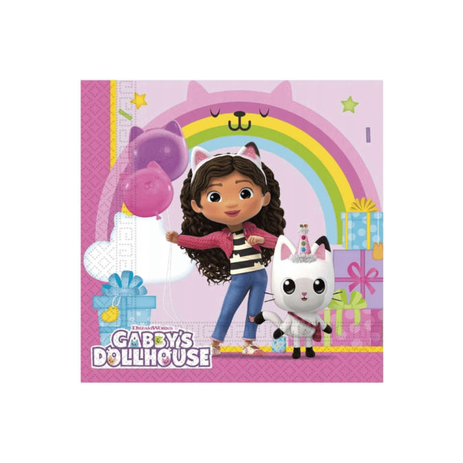 20 serviettes gabby chat 33x33 cm
