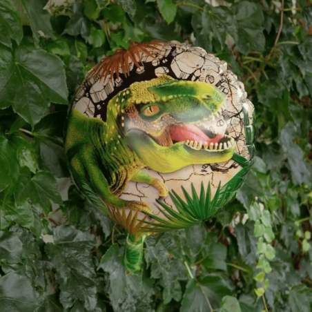 Globo de cumpleaños de aluminio con forma de T-Rex, incluye pajita.