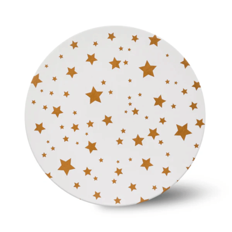 Base redonda para tartas, 25 cm, blanca, con estampado de estrellas doradas.