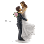 Adorno para tarta nupcial de novios abrazados, 18 cm.
